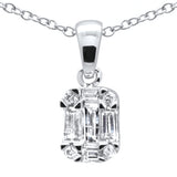 .30ct G SI 14K White Gold Diamond Round & Baguette Pendant Necklace 18" Long