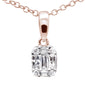 .15ct G SI 14K Rose Gold Diamond Round & Baguette Pendant Necklace 18" Long