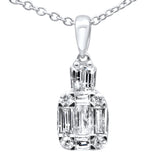 .40ct G SI 14K White Gold Diamond Round & Baguette Diamond Pendant Necklace