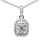 .23ct G SI 14K White Gold Diamond Round & Baguette Diamond Pendant Necklace