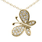 <span>DIAMOND CLOSEOUT! </span>.13ct G SI 14K Yellow Gold Diamond Butterfly Pendant Necklace