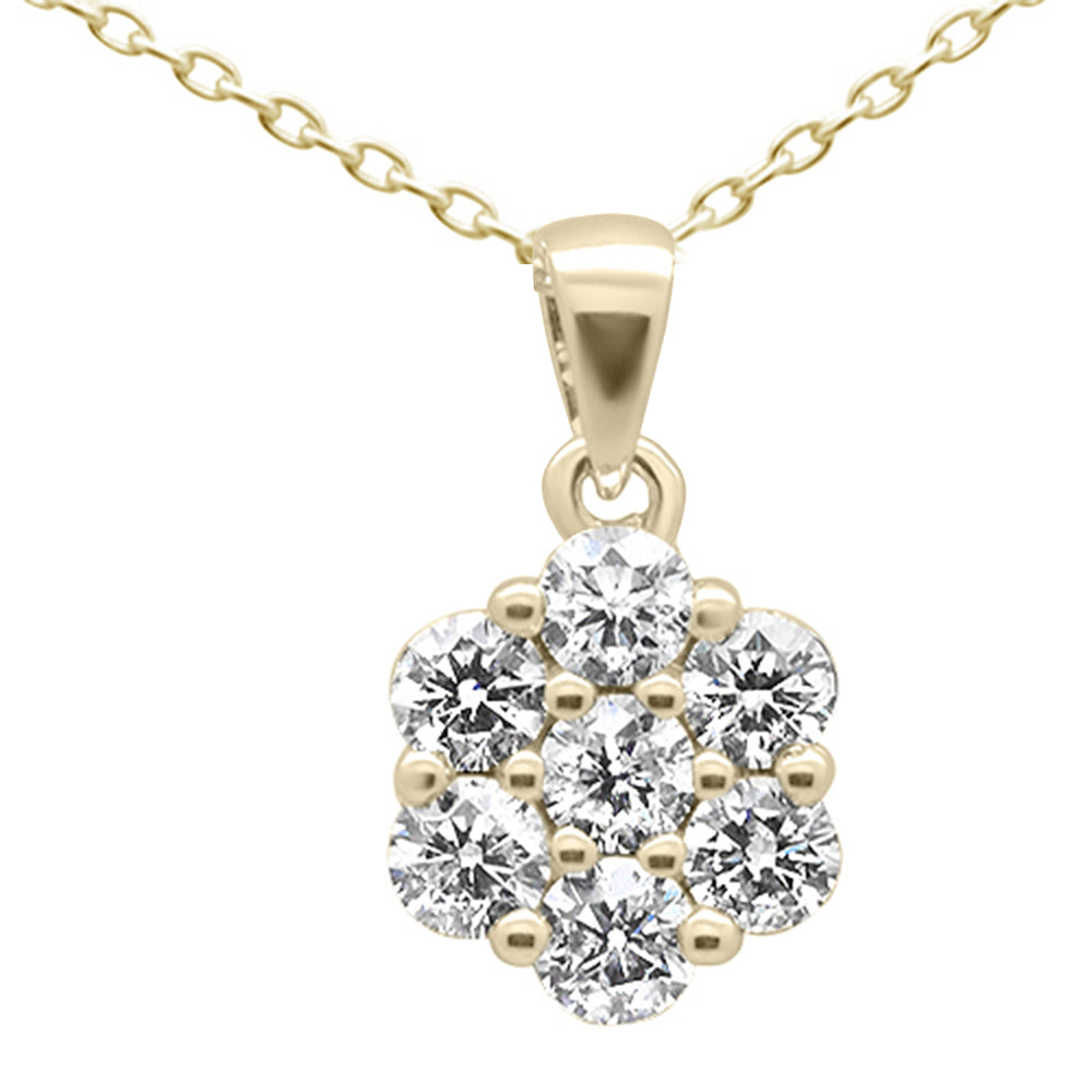 <span style="color:purple">SPECIAL!</span> 1.55ct G SI 14K Yellow Gold Diamond Cluster Pendant