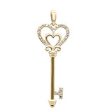 <span>DIAMOND CLOSEOUT! </span> .13ct G SI 14K Yellow Gold Diamond Heart Key Pendant