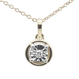 .03ct G SI 10K Yellow Gold Miracle Illusion Pendant Necklace 18" Chain