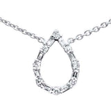 .24ct G SI 14K White Gold Round & Baguette Diamond Pear Shape Pendant Necklace 16"
