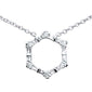 <span>DIAMOND CLOSEOUT! </span>.27ct G SI 14K White Gold Round & Baguette Diamond Geometric Shape Pendant Necklace 16"