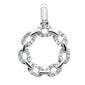 <span>DIAMOND CLOSEOUT! </span> .18ct G SI 14K White Gold Round Diamond Cuban Link Circle Charm Pendant