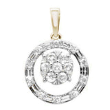 .63ct G SI 14K Yellow Gold Round & Baguette Circle Diamond Charm Pendant