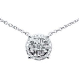 .23ct G SI 14K White Gold Round & Baguette Diamond Pendant Necklace 16"