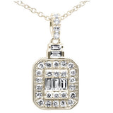 .35ct G SI 14K Yellow Gold Round & Baguette Diamond Pendant Necklace 18"