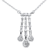 .37ct G SI 14K White Gold Round & Baguette Waterfall Pendant 18" Long