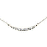 .25ct G SI 14K Yellow Gold Curve Bar Round Diamond Pendant Necklace 18" Long