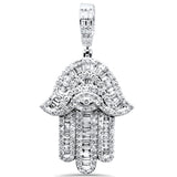 <span>DIAMOND CLOSEOUT! </span>1.77ct G SI 14K White Gold Round & Baguette Diamond Hamsa Pendant