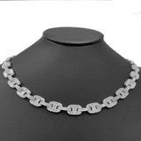 11mm 17.95ct G SI 14K White Gold Iced Out Diamond Round & Baguette Necklace 22"