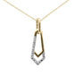 .10ct G SI 14K Yellow Gold Diamond Paperclip Style Pendant Necklace 18" Long
