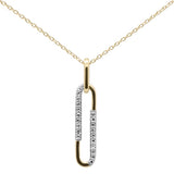 .09ct G SI 14K Yellow Gold Diamond Paperclip Pendant Necklace 18" Long