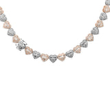 11.48ct G SI 14K Two Tone Gold Diamond Round & Baguette Heart Tennis Necklace 20" Long