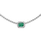 <span style="color:purple">SPECIAL!</span> 4.00ct G SI 14K White Gold Diamond & Natural Green Emerald Gemstone Necklace