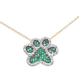 <span>GEMSTONE CLOSEOUT! </span> .47ct G SI 14K Yellow Gold Diamond & Natural Gemstones Dog Paw Necklace Pendant