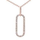 <span>DIAMOND CLOSEOUT! </span>.16ct G SI 14K Rose Gold Diamond Paperclip Pendant Necklace