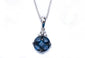 <span>GEMSTONE CLOSEOUT </span>! .45ct 14k White Gold Blue Sapphire & Diamond Pendant Necklace 18" Long