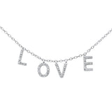 .13ct G SI 14K White Gold Diamond Heart "Love" Script Letters Pendant Necklace 18" Long