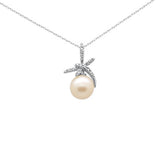 .12ct G SI 14K White Gold Diamond Pearl Pendant Necklace