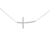 .15ct G SI 14K White Gold Diamond Side Cross Pendant Necklace