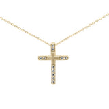 .10ct G SI 14K Yellow Gold Diamond Cross Pendant Necklace
