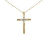 .10ct G SI 14K Yellow Gold Diamond Cross Pendant Necklace