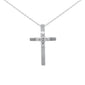 <span style="color:purple">SPECIAL!</span> .10ct G SI 14K White Gold Diamond Cross Pendant Necklace 18" Chain