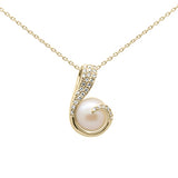 <span>DIAMOND CLOSEOUT! </span> .13ct G SI 14K Yellow Gold Diamond Pearl Pendant Necklace