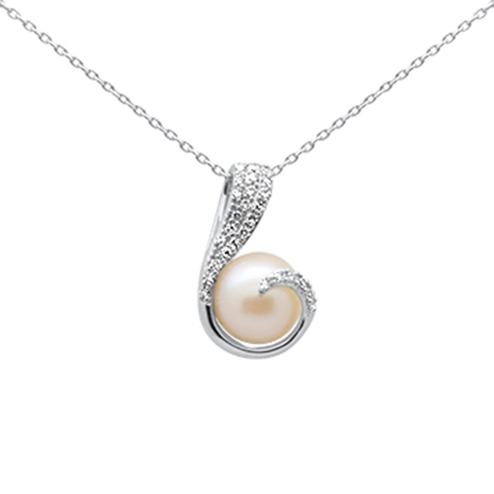 <span>DIAMOND CLOSEOUT! </span> .12ct G SI 14K White Gold Diamond Pearl Pendant Necklace
