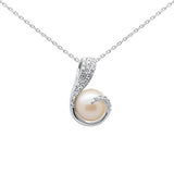 <span>DIAMOND CLOSEOUT! </span> .12ct G SI 14K White Gold Diamond Pearl Pendant Necklace