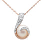 .12ct G SI 14K Rose Gold Diamond & Pearl Pendant Necklace 18" Long