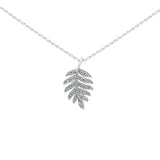 <span>DIAMOND CLOSEOUT! </span>.07ct G SI 14K White Gold Diamond Leaf Design Pendant Necklace