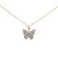 <span style="color:purple">SPECIAL!</span> .13ct G SI 14K Two Tone Gold Diamond Butterfly Pendant Necklace