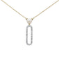 .10ct G SI 14K Yellow Gold Diamond Pearl & Diamond Paperclip Pendant Necklace