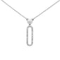 <span style="color:purple">SPECIAL!</span> .10ct G SI 14K White Gold Diamond Pearl & Diamond Paperclip Pendant Necklace