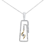 <span>DIAMOND CLOSEOUT! </span>.33ct G SI 14K Two Tone Gold Diamond Rectangle Swirl Dancing Diamond Pendant Neklace