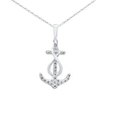 <span>DIAMOND CLOSEOUT! </span>.20ct G SI 14K White Gold Diamond Anchor Infinity Pendant Necklace
