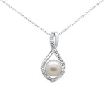 .10ct G SI 14K White Gold Diamond Pearl Pendant Necklace