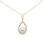 <span style="color:purple">SPECIAL!</span> .13ct G SI 14K Yellow Gold Diamond Pearl Pendant Necklace