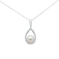 <span style="color:purple">SPECIAL!</span> .13ct G SI 14K White Gold Diamond Pearl Pendant Necklace