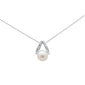 <span style="color:purple">SPECIAL!</span> .08ct G SI 14K White Gold Diamond Pearl Pendant Necklace