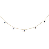 .31ct G SI 14K Yellow Gold Blue Sapphire Bead Style Chain Pendant Necklace