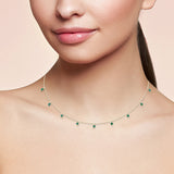 .80ct G SI 14K Yellow Gold Natural Emerald Bead Style Chain Pendant Necklace