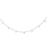 .02ct G SI 14K White Gold Diamond Dangling Pendant Necklace 18" Long