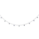 1.08ct G SI 14K White Gold Blue Sapphire Bead Style Chain Pendant Necklace
