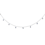 .31ct G SI 14K White Gold Blue Sapphire Gemstone By the Yard Style Pendant Necklace